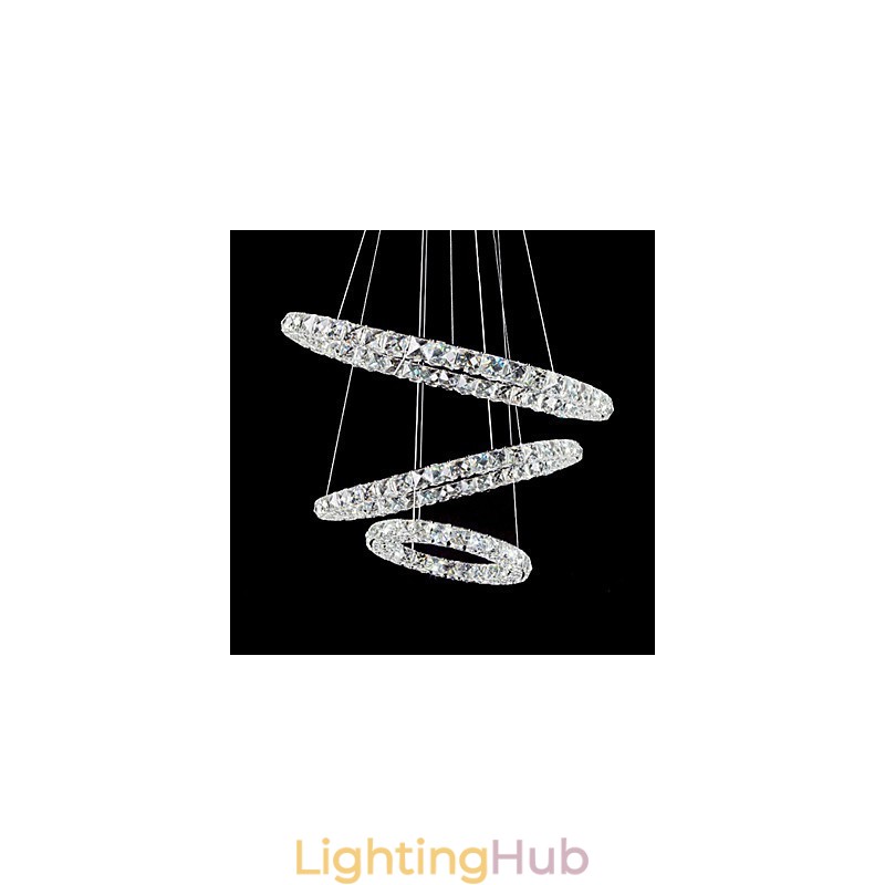 44W Modern Contemporary Crystal Chrome Metal Pendant Light