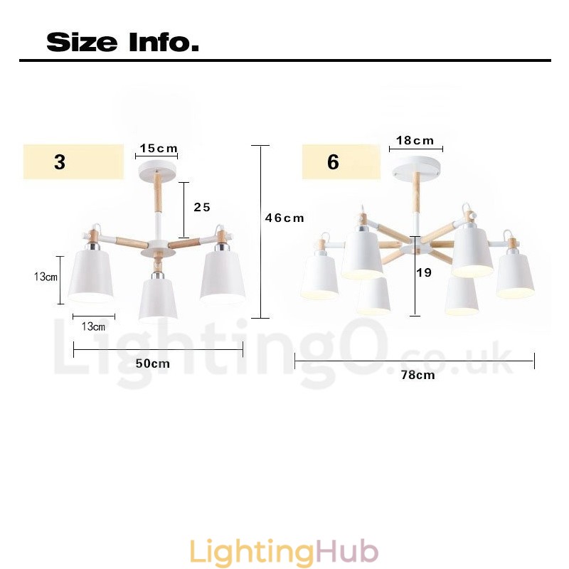 3 Light Modern Contemporary Wood Chandelier Light