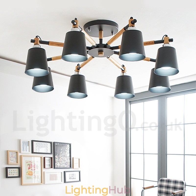 8 Light Modern Contemporary Wood Chandelier
