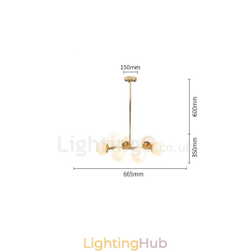 8 Light Modern Contemporary Chandelier with Glass Shade Light