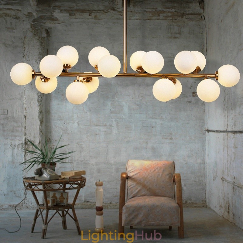 Modern Contemporary 16 Light Chandelier with Glass Shade and Lamp