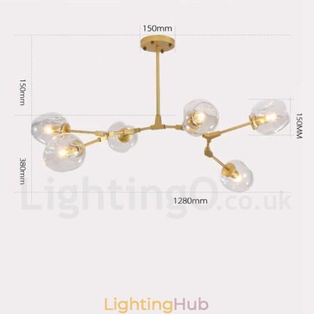 6 Light Modern Contemporary Chandelier with Clear Glass Shade & Light 6 Light Modern Contemporary Chandelier with Clear Glass Shade & Light
