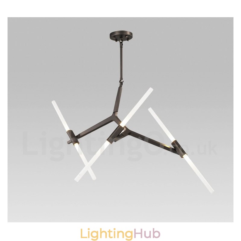 6 Light Modern Contemporary 2 Tier Chandelier Light (Black Golden)