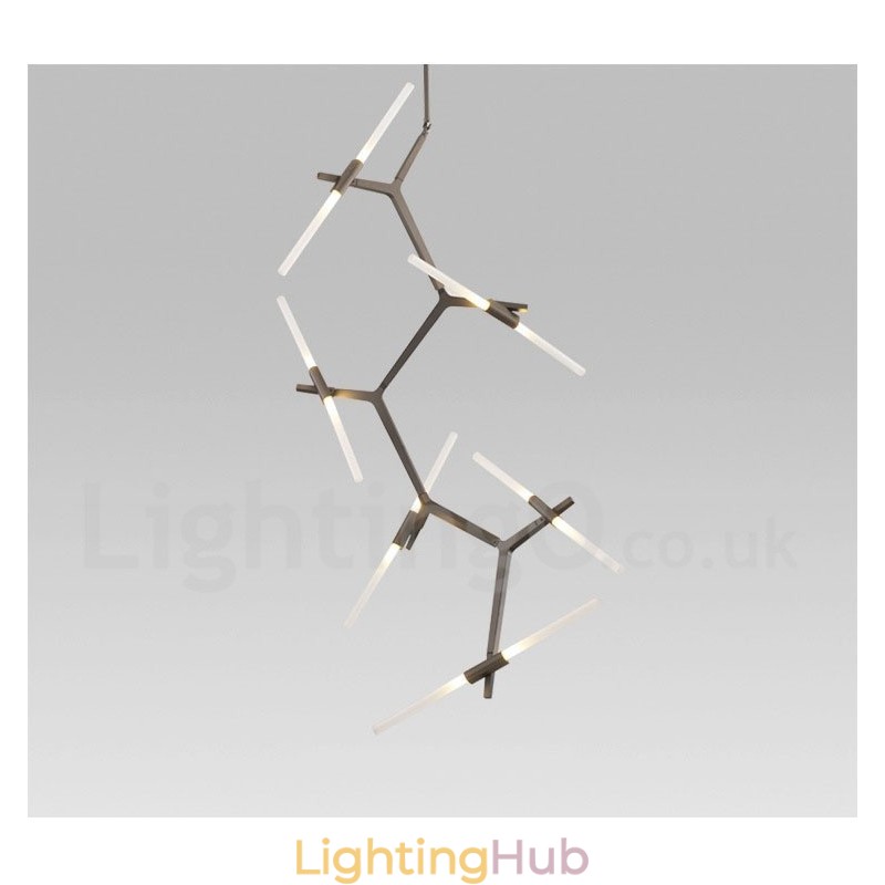 12 Light Modern Contemporary Chandelier Light (Black Golden)