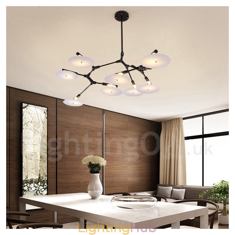 Black 8 Light Modern Contemporary Chandelier Lamp