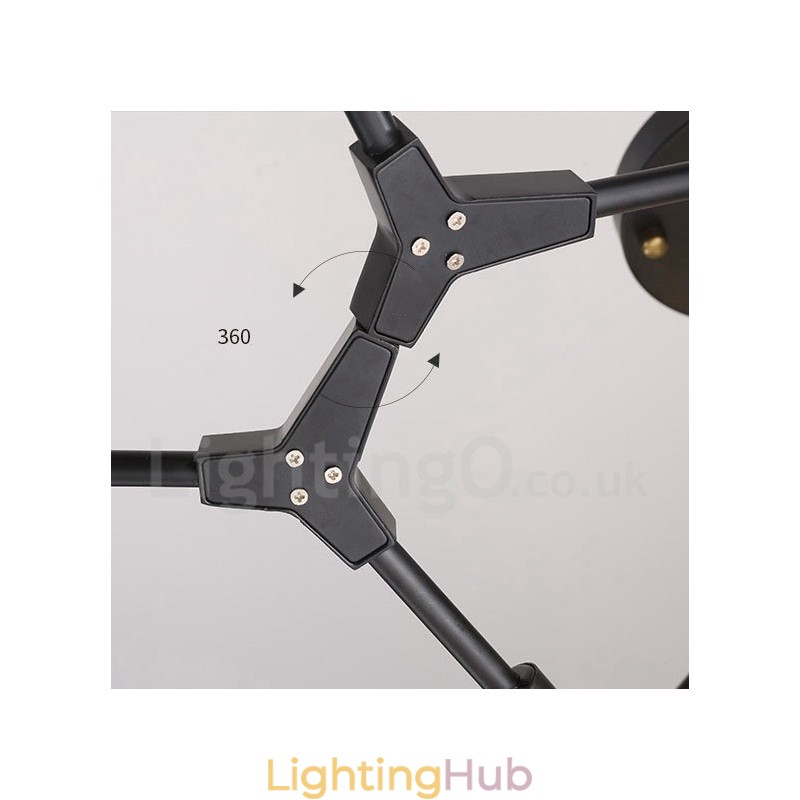 Black 8 Light Modern Contemporary Chandelier Lamp