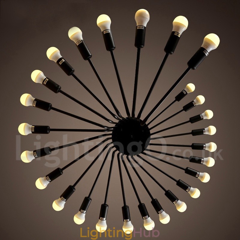 Black 26 Light Retro Vintage Modern Contemporary Chandelier Lamp Light