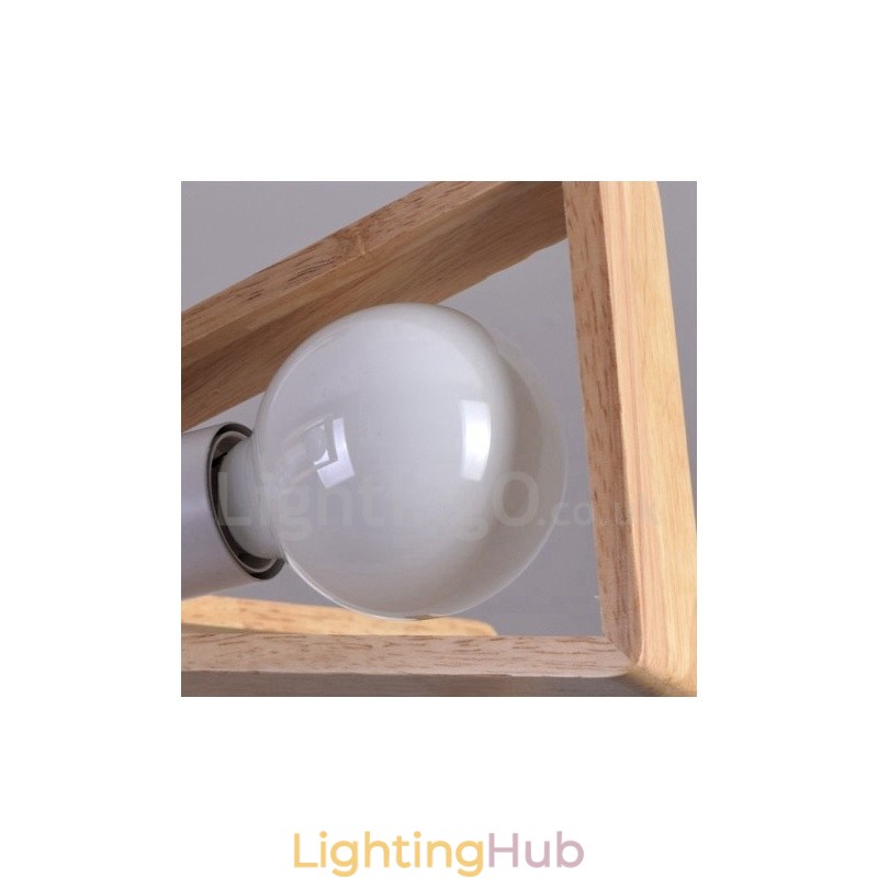 Wood Single Tier 8 Light Chandelier Lamp Modern Contemporary Style
