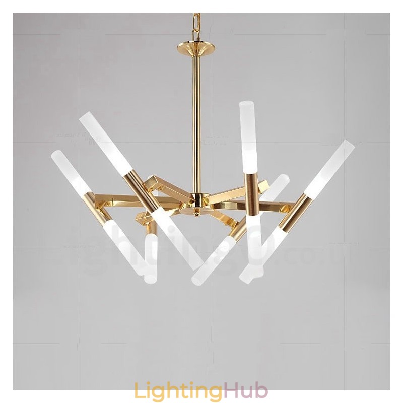 Modern Contemporary 2 Tier 12 Light Golden Chandelier Lamp