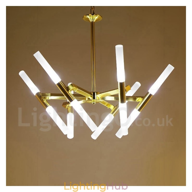 Modern Contemporary 2 Tier 12 Light Golden Chandelier Lamp