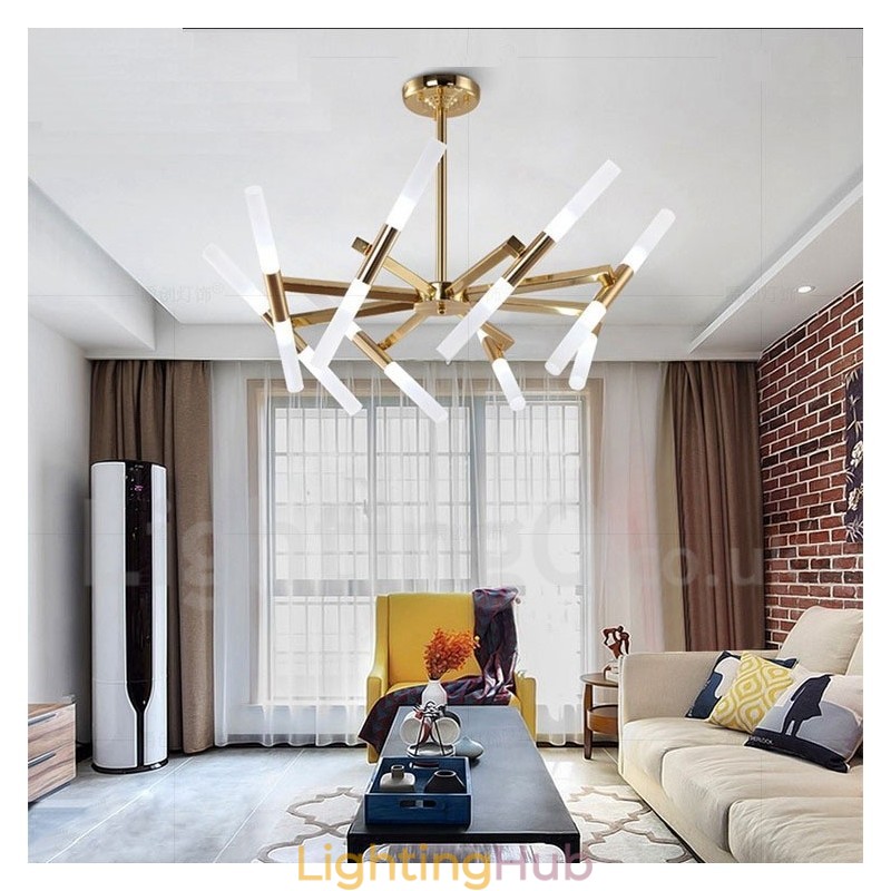 Modern Contemporary 2 Tier 16 Light Golden Chandelier Lamp