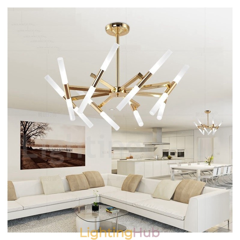 Modern Contemporary 2 Tier 16 Light Golden Chandelier Lamp