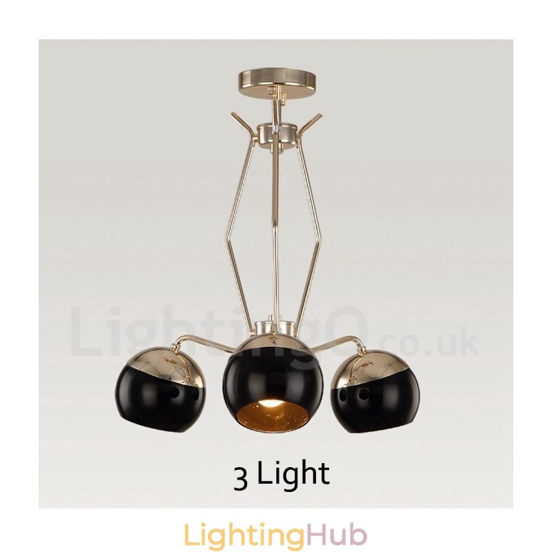 3 Light Single Tier Modern Contemporary Metal Chandelier Lamp with Glass Shade