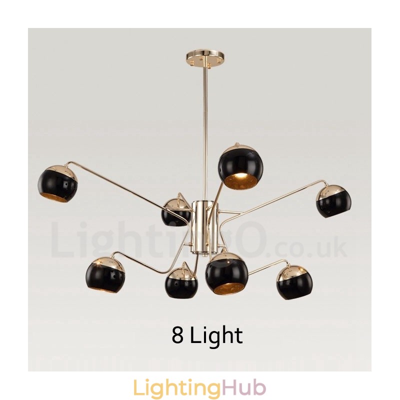 8 Light 2 Tier Modern Contemporary Metal Chandelier Lamp with Glass Shade