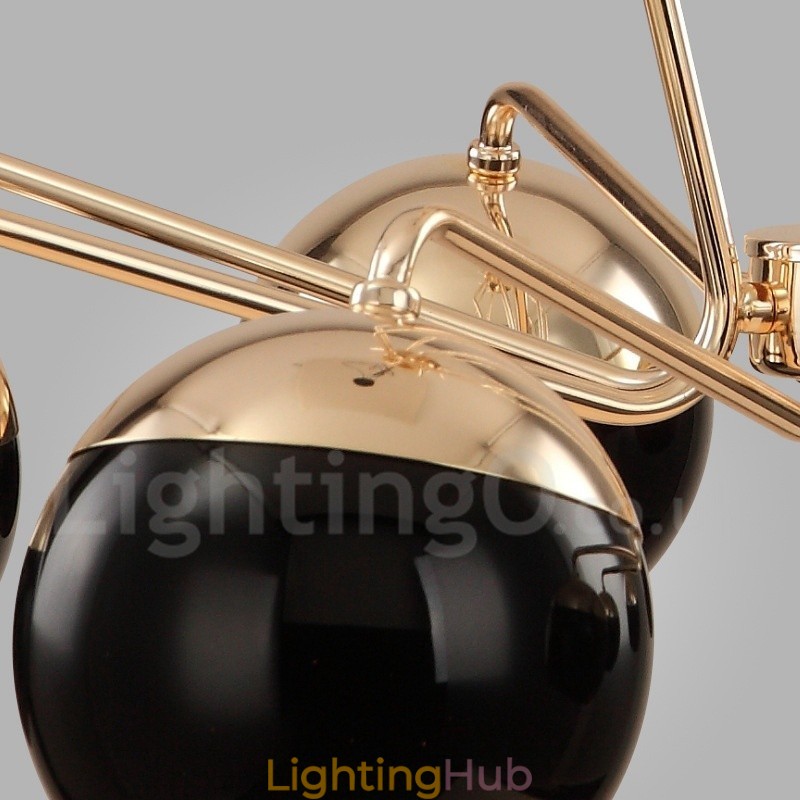 8 Light Single Tier Modern Contemporary Metal Chandelier Lamp with Glass Shade