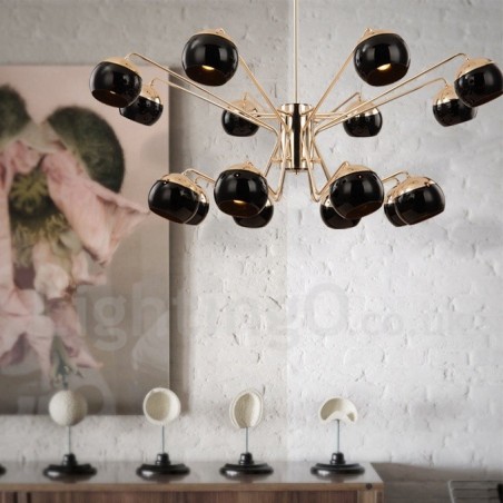 16 Light 2 Tier Modern Contemporary Metal Chandelier Lamp with Glass Shade 16 Light 2 Tier Modern Contemporary Metal Chandelier Lamp with Glass Shade