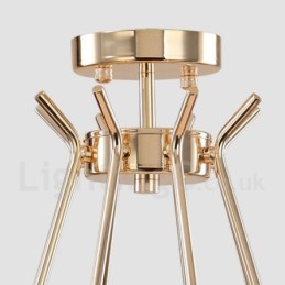 Contemporary Metal Chandelier Lamp with Glass Shade