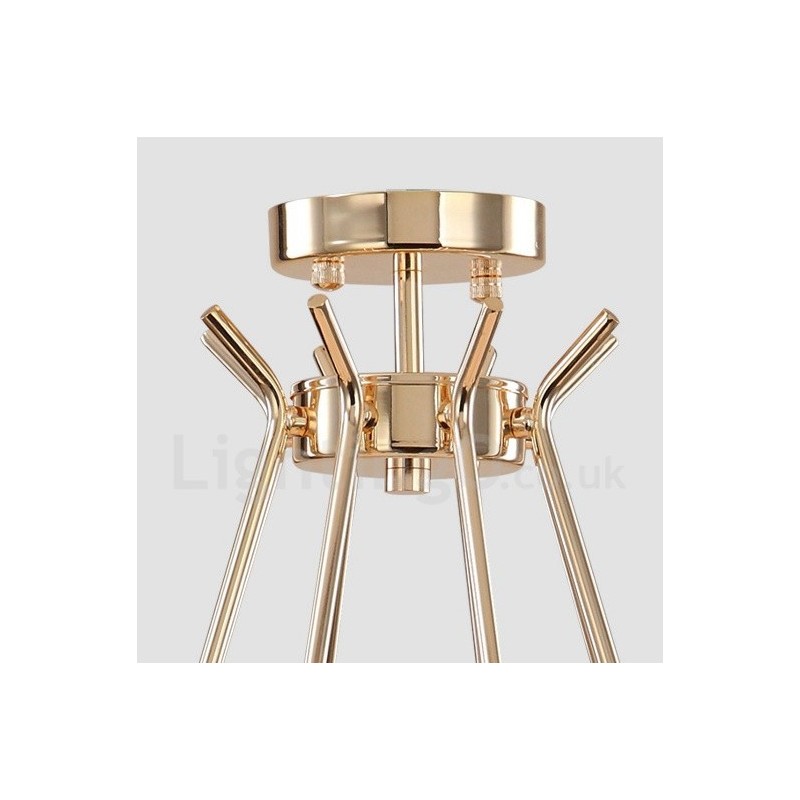 Contemporary Metal Chandelier Lamp with Glass Shade