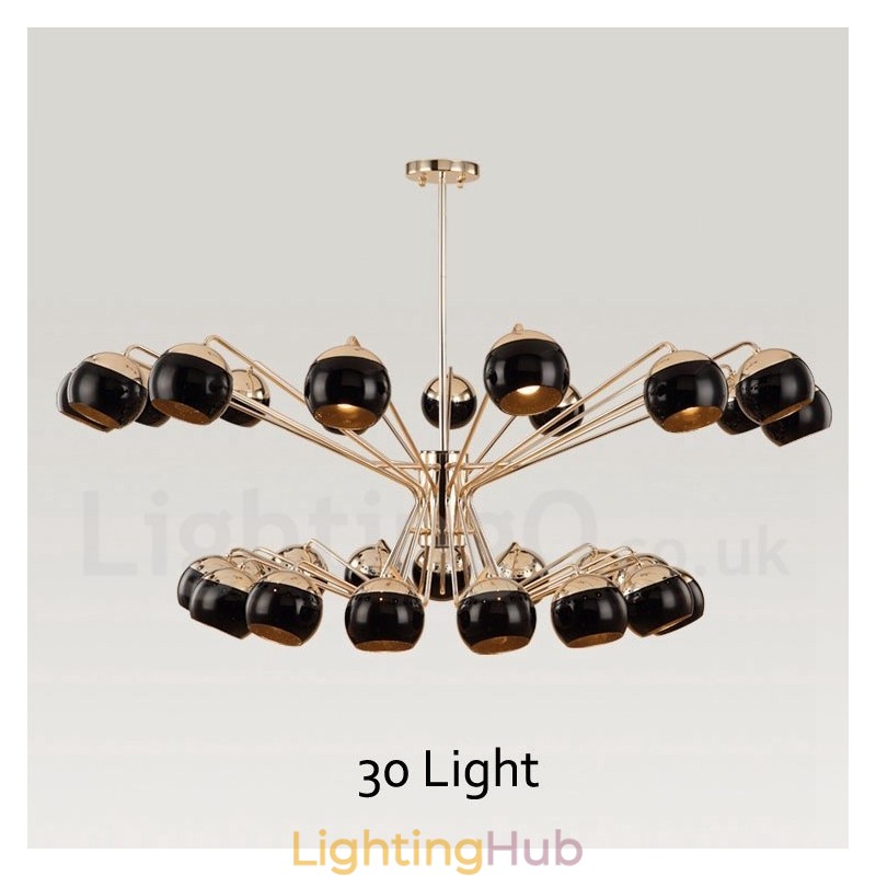 30 Light 2 Tier Modern Contemporary Metal Chandelier Lamp with Glass Shade