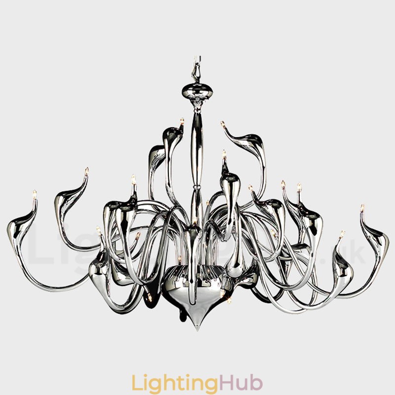24 Lights Modern Swan Chandelier Light G4 Chrome Plating Bulb Included