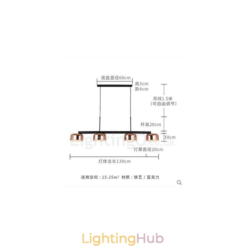 4 Light Single Tier Modern Contemporary Rotatable Chandelier Light