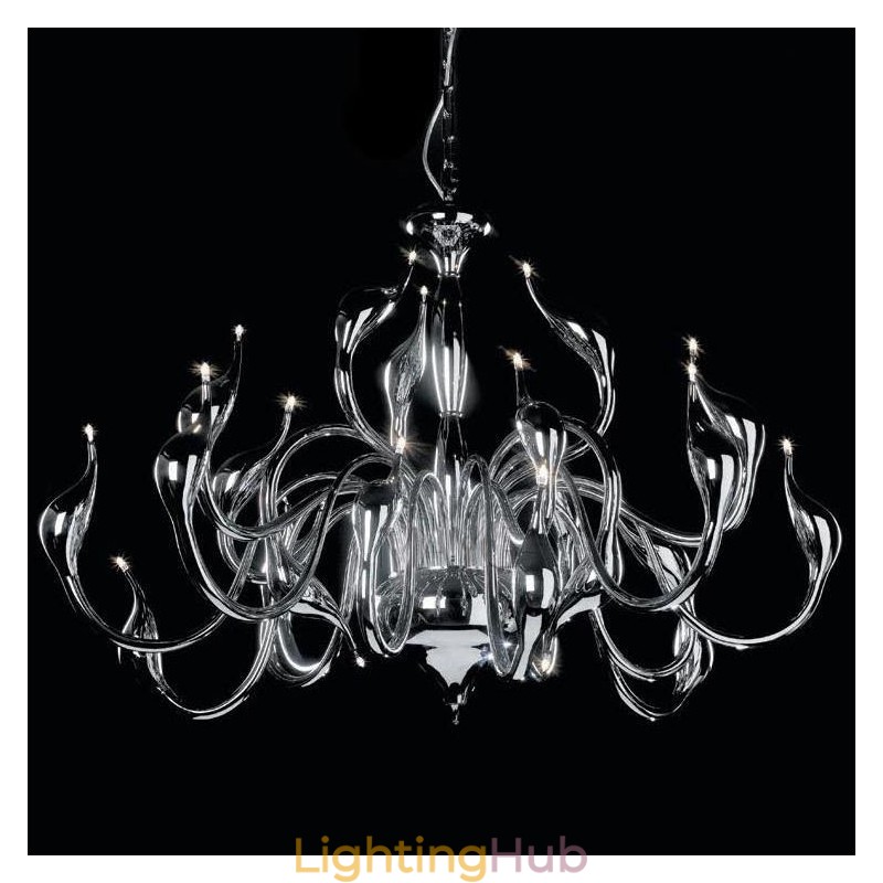 24 Lights Modern Swan Chandelier Light G4 Chrome Plating Bulb Included