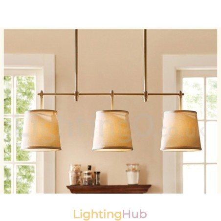Country Retro 3 Light Copper Chandelier Light with Fabric Shade Lamp Country Retro 3 Light Copper Chandelier Light with Fabric Shade Lamp