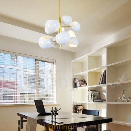 White 10 Light Modern Contemporary Chandelier Lamp Light