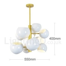 White 10 Light Modern Contemporary Chandelier Lamp Light