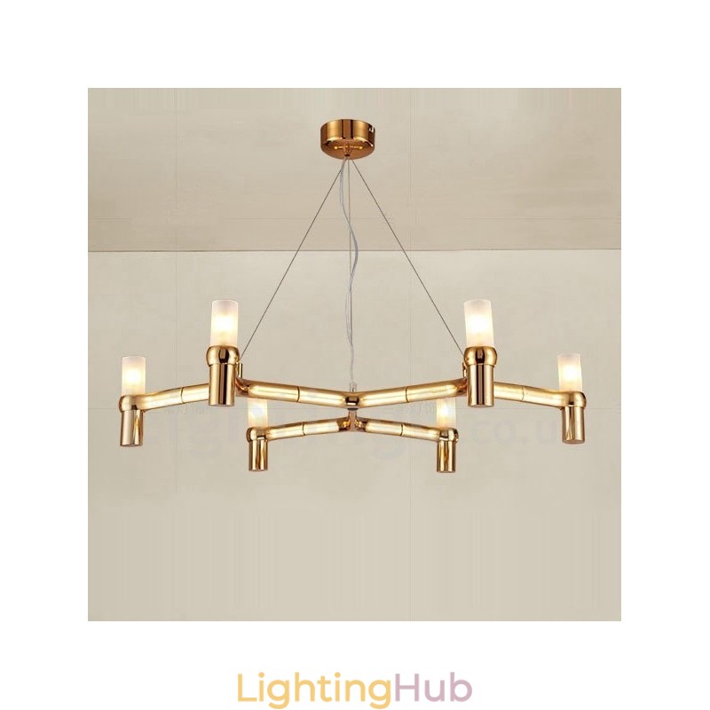 6 Light Single Tier Modern Contemporary Chandelier Lamp Light