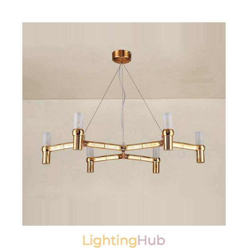 6 Light Single Tier Modern Contemporary Chandelier Lamp Light