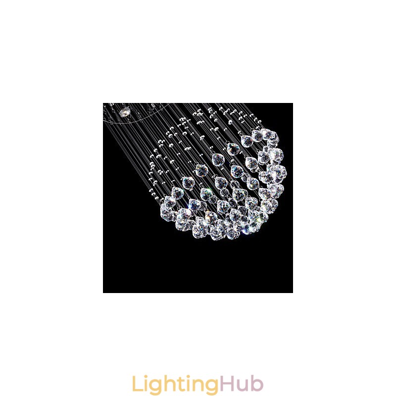 Pendant Light Modern Crystal Chandelier 5 Lights Silver Canpoy Clear Crystal Globe Ceiling Lamps Fixtures