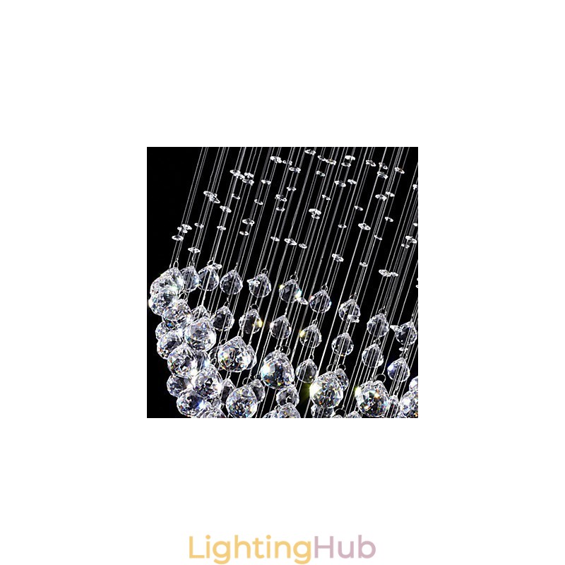Pendant Light Modern Crystal Chandelier 5 Lights Silver Canpoy Clear Crystal Globe Ceiling Lamps Fixtures