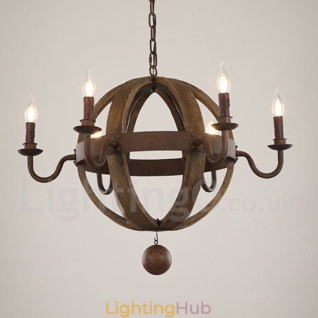 Country Vintage Wooden 6 Light Chandelier Lamp Light Country Vintage Wooden 6 Light Chandelier Lamp Light