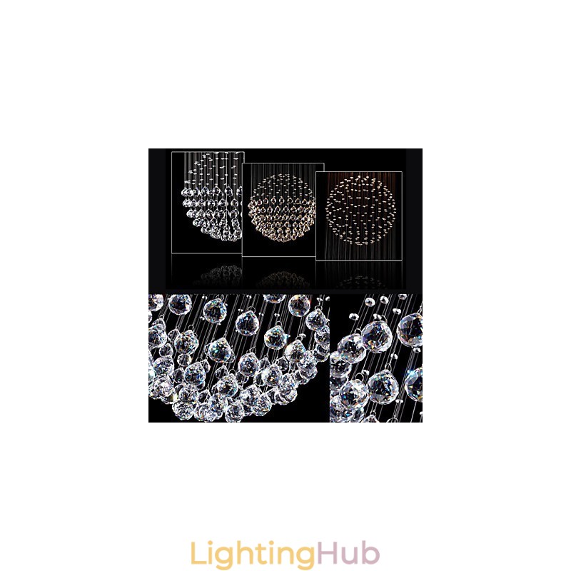 Pendant Light Modern Crystal Chandelier 5 Lights Silver Canpoy Clear Crystal Globe Ceiling Lamps Fixtures