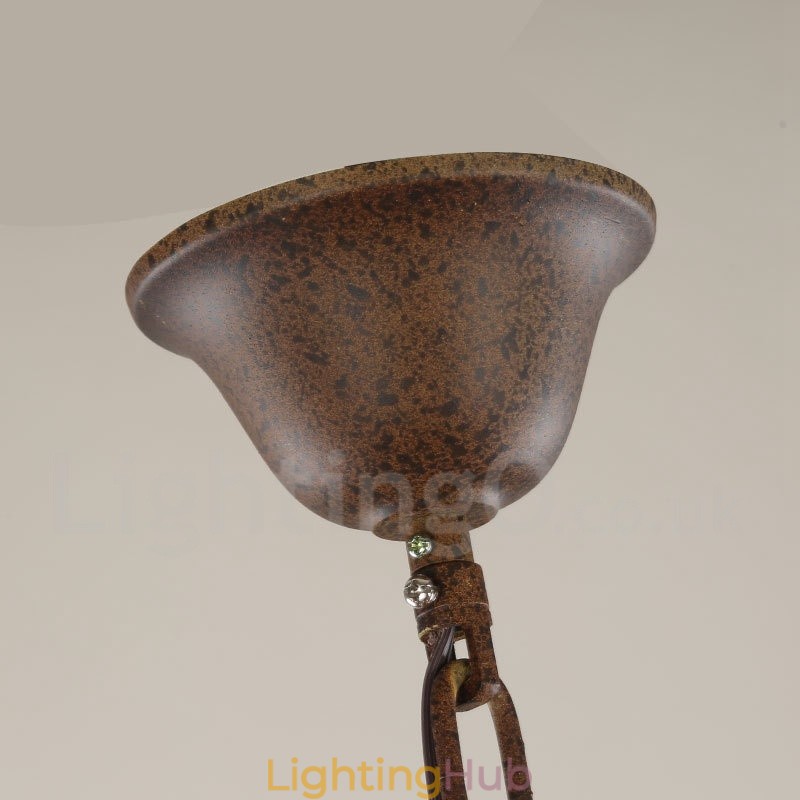 Country Wooden Vintage 6 Light Single Tier Chandelier Light Wood Lamp
