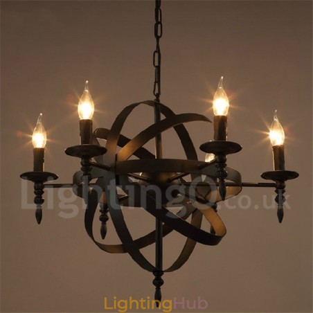 Retro Vintage Metal 6 Light Single Tier Chandelier Light Retro Vintage Metal 6 Light Single Tier Chandelier Light