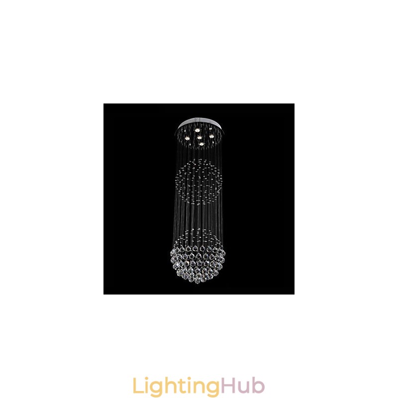 Pendant Light Modern Crystal Chandelier 5 Lights Silver Canpoy Clear Crystal Globe Ceiling Lamps Fixtures