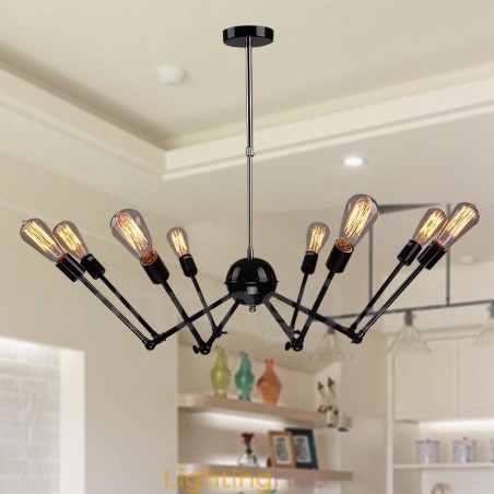 Black Retro Vintage Metal 8 Light Single Tier Chandelier Light Black Retro Vintage Metal 8 Light Single Tier Chandelier Light