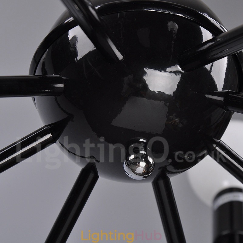 Black Retro Vintage Metal 8 Light Single Tier Chandelier Light