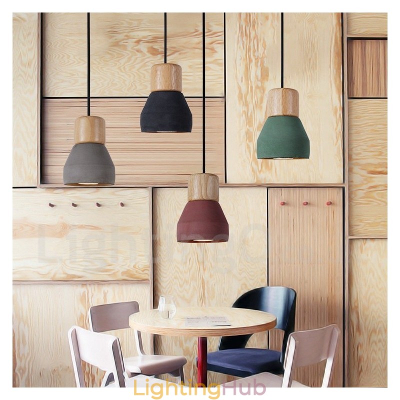 Single Light Modern Contemporary Multi Colors Wood Concrte Pendant Light