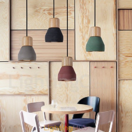 Single Light Modern Contemporary Multi Colors Wood Concrte Pendant Light Single Light Modern Contemporary Multi Colors Wood Concrte Pendant Light
