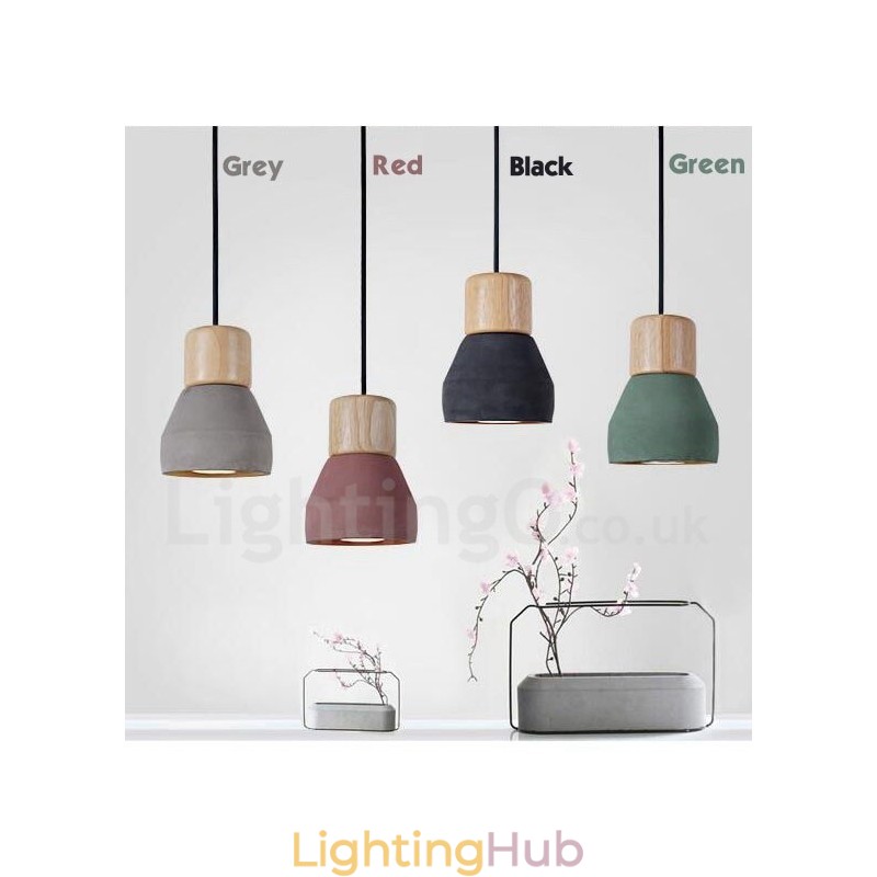 Single Light Modern Contemporary Multi Colors Wood Concrte Pendant Light