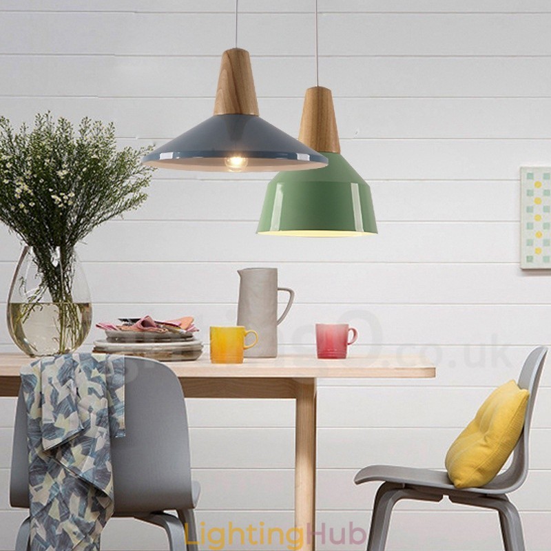 1 Light Modern Contemporary Wood Pendant Light