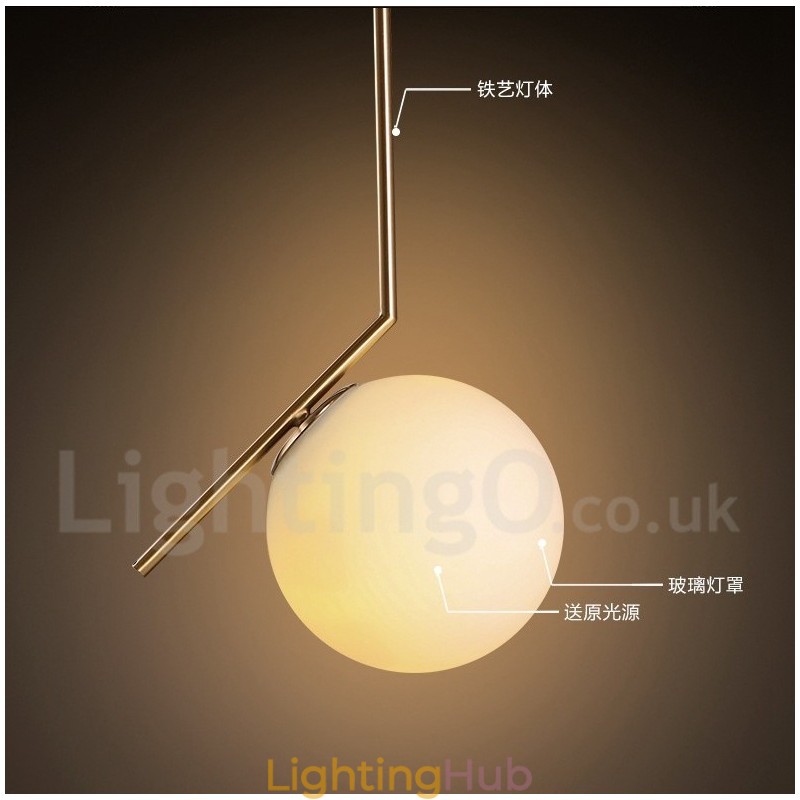 1 Light Modern Contemporary Pendant Light with Glass Shade