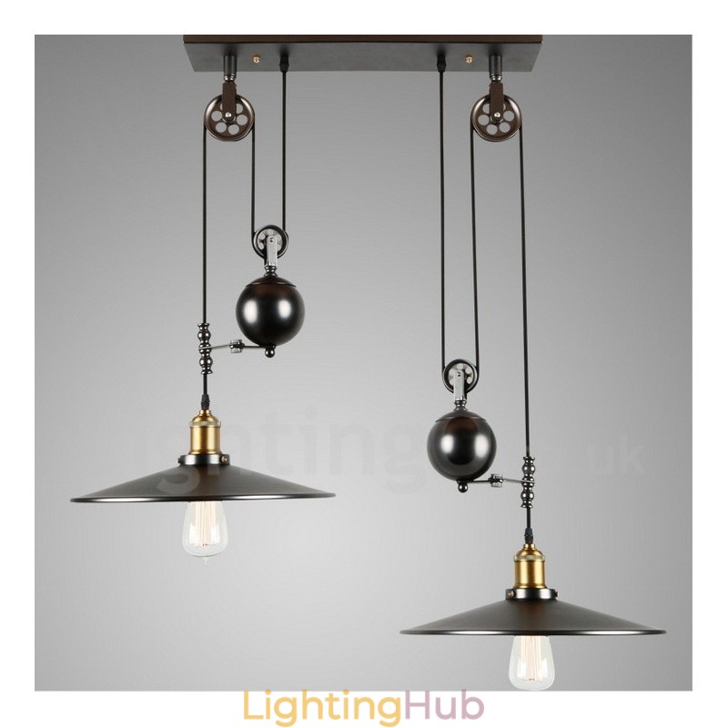 2 Light Country Vintage Metal Pendant Light