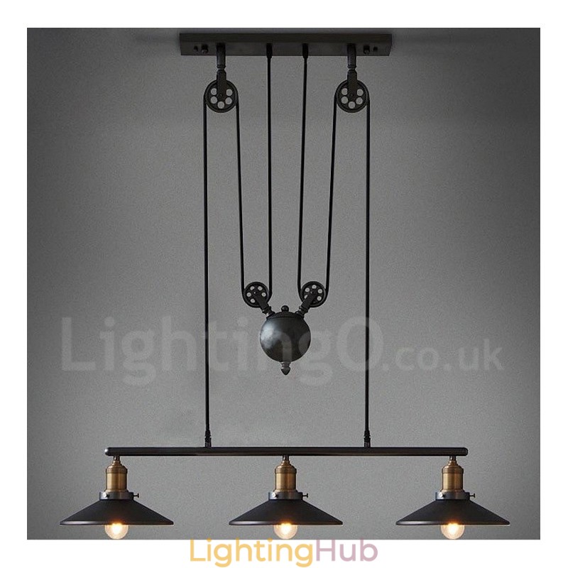 3 Light Country Vintage Metal Pendant Light