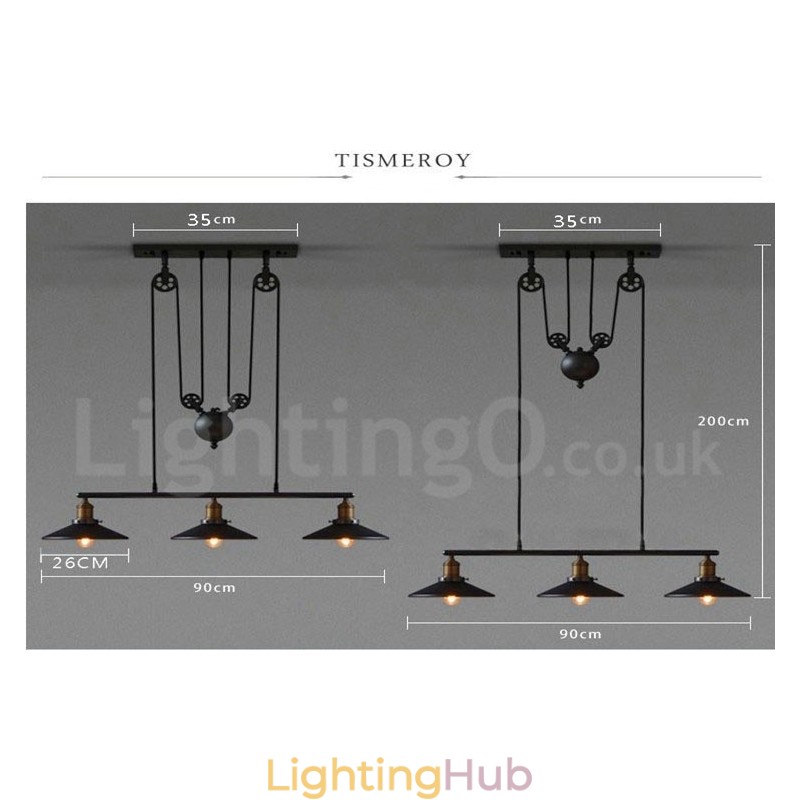 3 Light Country Vintage Metal Pendant Light