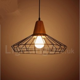 Vintage Metal Wooden Pendant Light