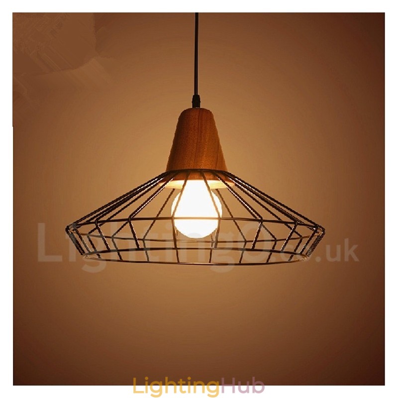 Vintage Metal Wooden Pendant Light